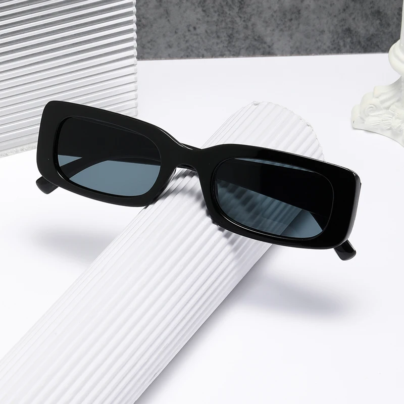 Black Square Sunglasses Men Rectangle Small Sun Glasses Unisex Retro Black Lens Driving Fishing Oculos UV400 Oculos De Sol