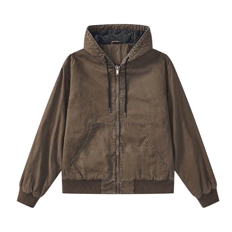 J130 American vintage hooded cleanfit loose wash jacket
