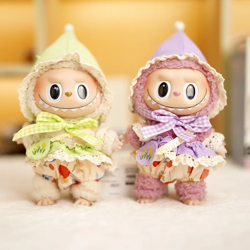 

17cm For Labubu Cloths Doll Jungle Sprite Costume Changeable Fashion Plush Toy Dolls Bag And Clothes For Kids And Collectors