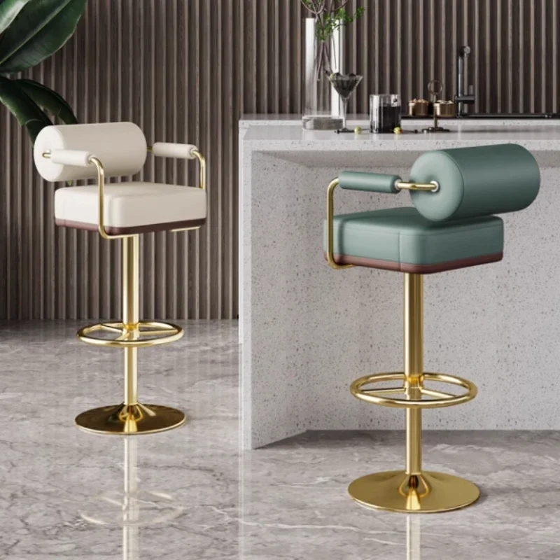 

Adjustable Arm Rest Bar Chairs Quality Trendy Gold White Swivel Bar Chairs Metal Comfortable Taburete Cocina House Accessories