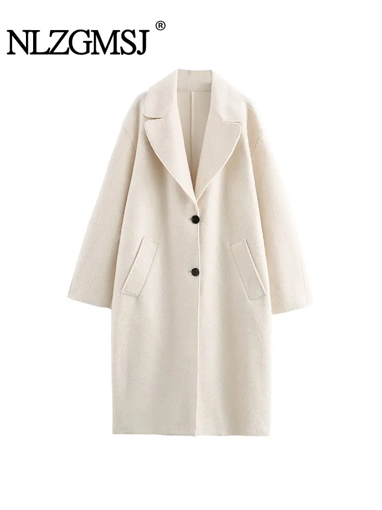 

NLZGMSJ женское свободное пальто 2022, осенний плащ с длинными рукавами и пуговицами, куртка средней длины, женская верхняя одежда Y2K
