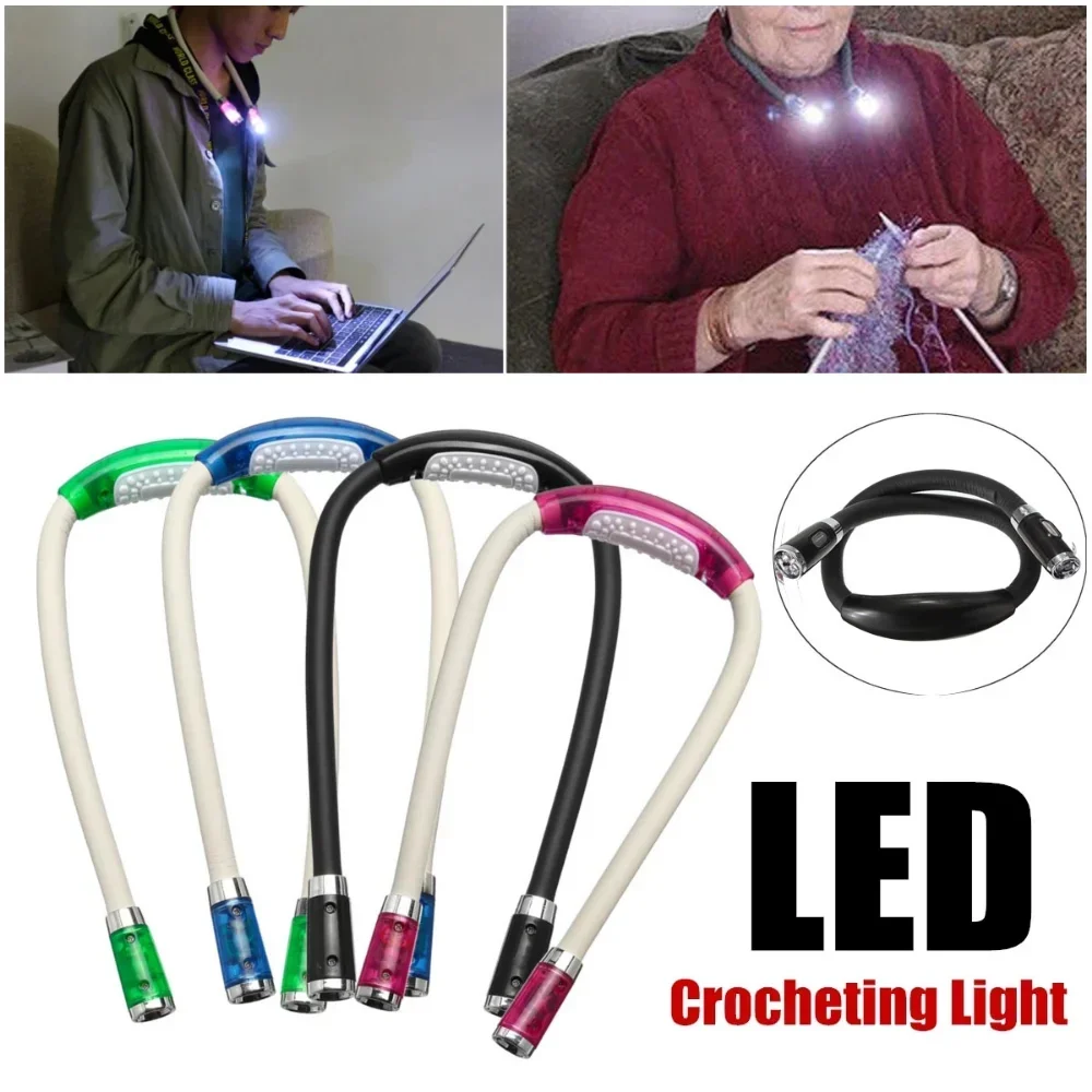 Book Reading Crocheting Light Adjustable 360° Angle Flexible Handsfree Led Neck Light Hug Reading Lamp Led Night Flashlight Led