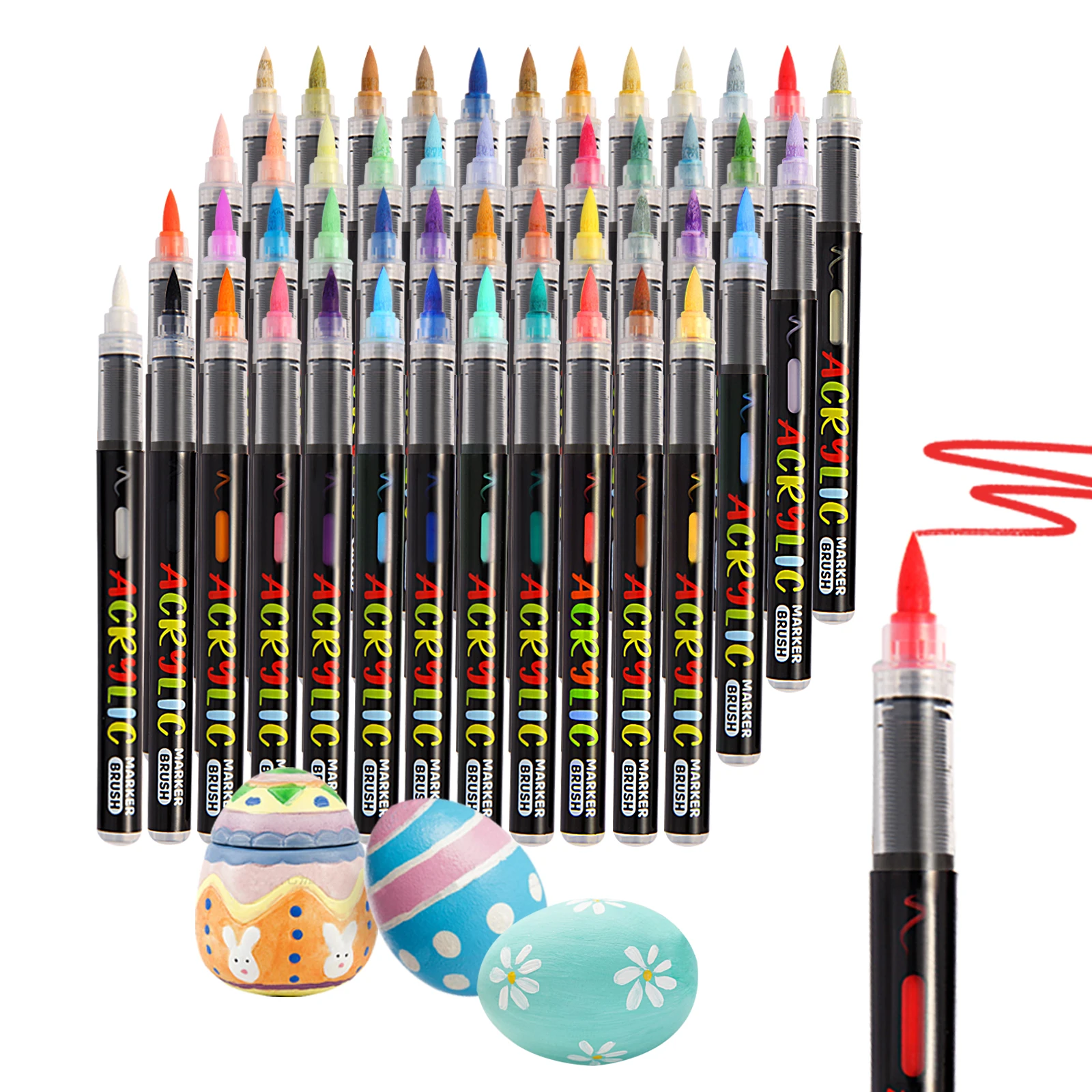 12-48 Colors Direct-liquid Acrylic Marker Waterproof Soft Brush Tip Color Layering Pen for Christmas Art Supplies Stationery