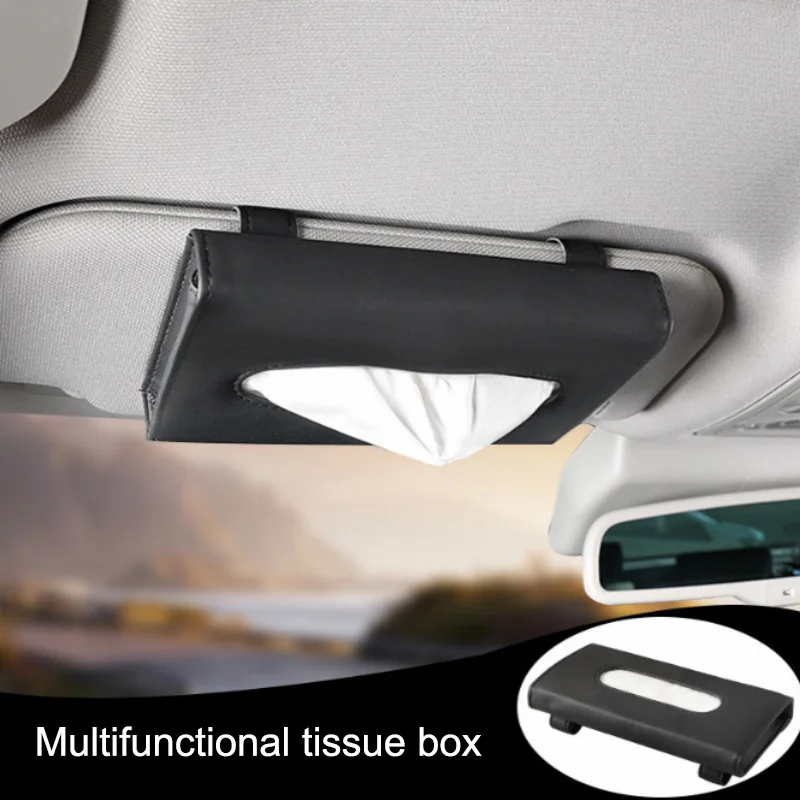 New PU Leather Car Tissue Box Car Sun Visor Type Block Hanging Container Napkin Holder Paper Rack Organizer Storage Bag