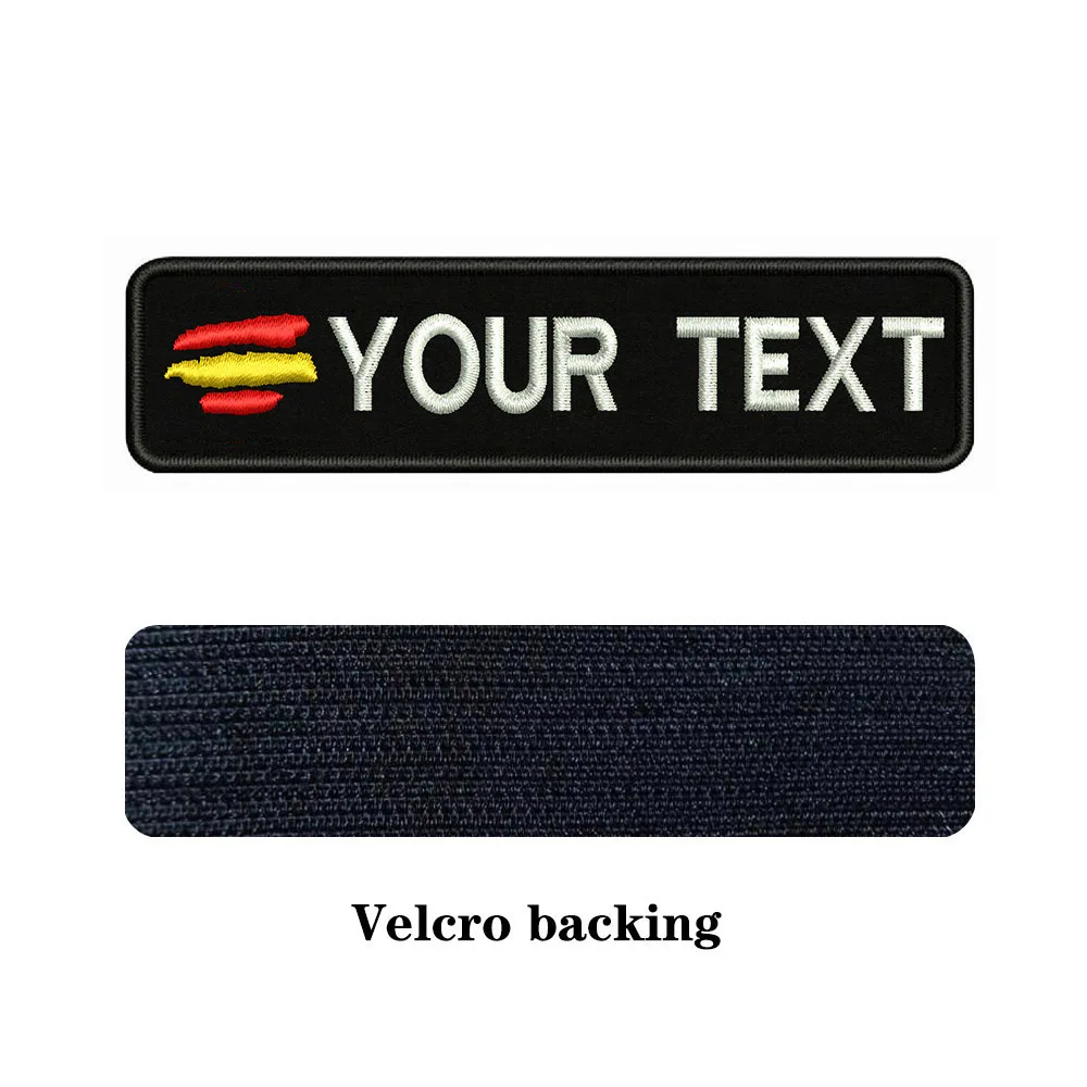 Spanish Flag Spain 10X2.5cm Embroidery Custom Name Text Patch Stripes Badge Iron On Or  Patches