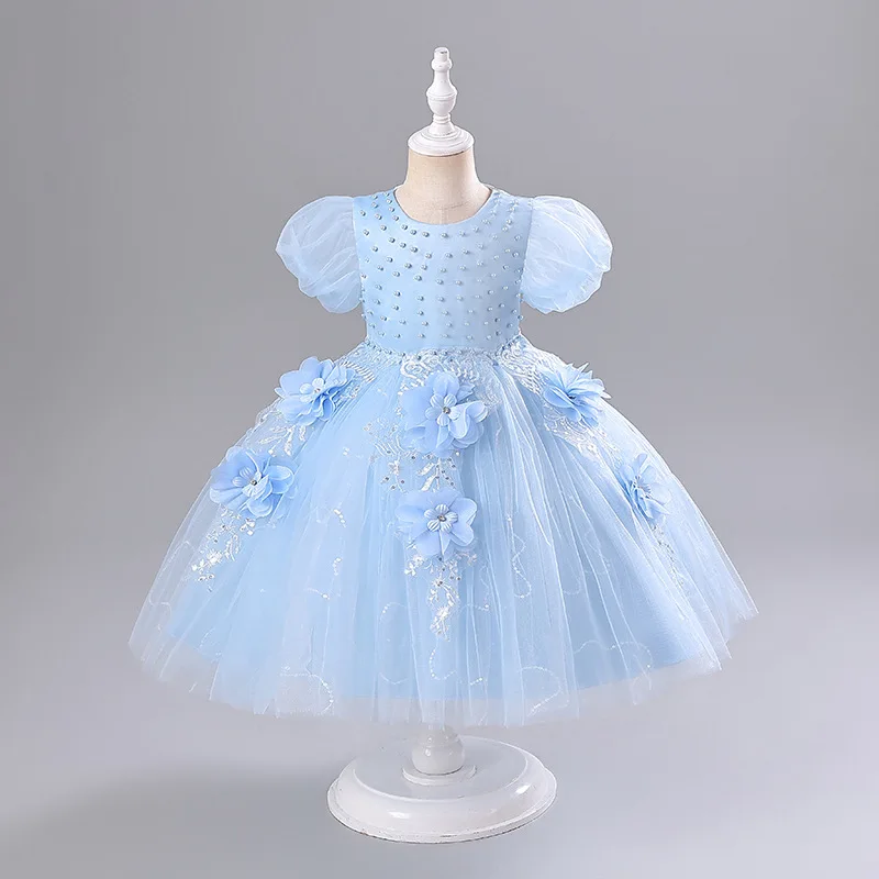 New Summer Girls' Dress Dress Princess Dress Mesh Performance Wear Children Flower Girl Dress Factory Production