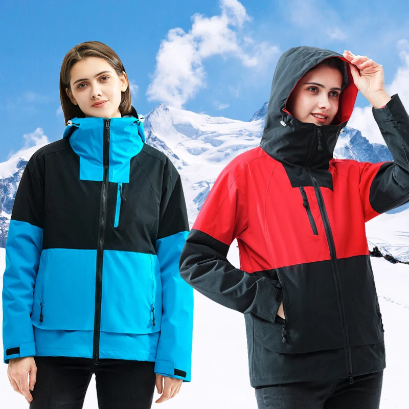 Giacca e pantaloni da sci 2 In 1 donna tuta da sci calda spessa antivento impermeabile abbigliamento da neve sci invernale giacche da snowboard marca