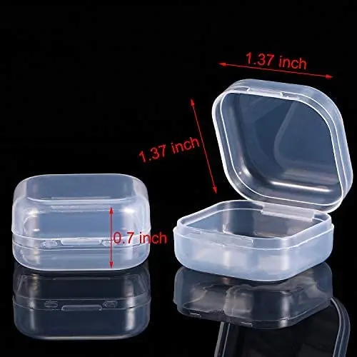 24Pcs Mini Square Storage Box Transparent Plastic Flip Cover Small Case Pill Jewels Dustproof Storage Pack Boxes Wholesale