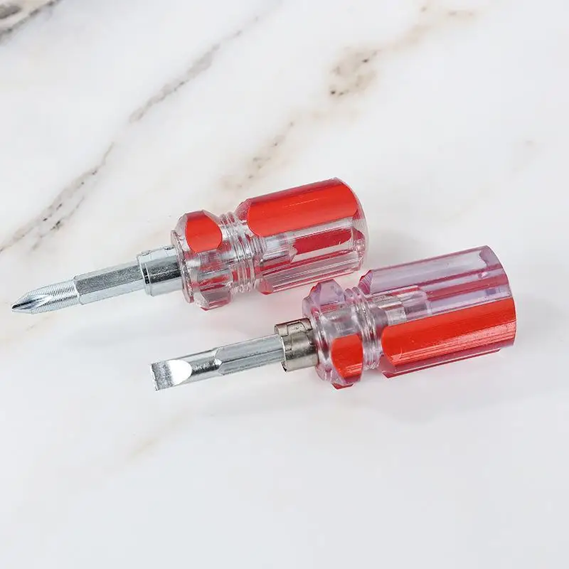 2Pcs Small Mini Screwdriver Set Transparent Head Non-slip Radish Handle Repair Tool for Students DIY Handcraft Use