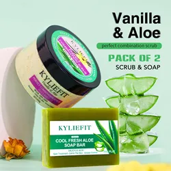 Natural Vanilla & Aloe Perfect Combination Scrub, With AHA, Reduce Spots, Acne, Clean Skin, Oil Control, For Face & Body