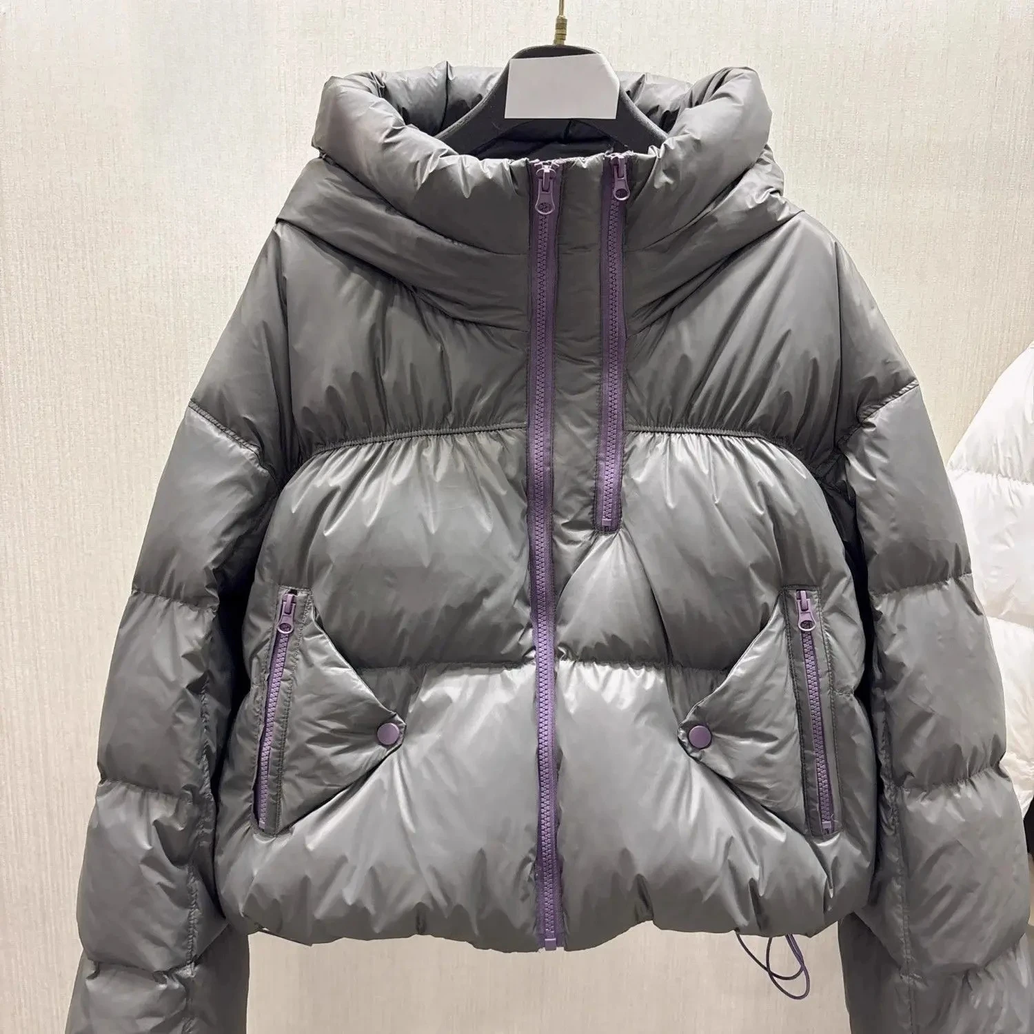

Thickened Winter Jacket New Style European High-End Double Zipper Design Short Hooded Down Cotton Coat for Women Commute Style