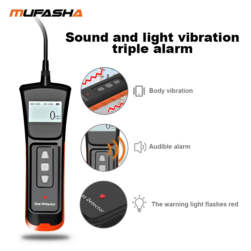 Imagem -05 - Mupasha-auto Alarme Detector de Vazamento de Gás Gás Metano Gás Natural Gás Liquefeito de Petróleo Testador de Gás Combustível e Inflamável