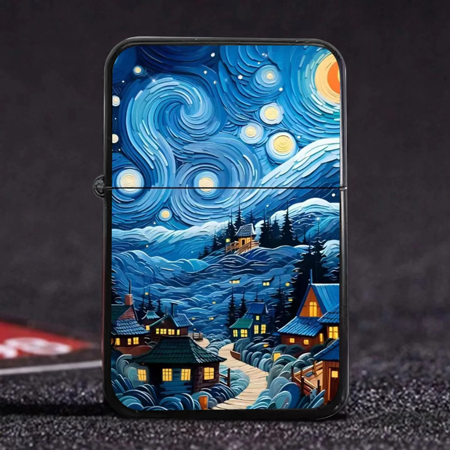 Vanishing Her Van Gogh Oil Painting Star Moon Night Kerosene Lighter Metal Kerosene Lighter Creative Lighter Gift