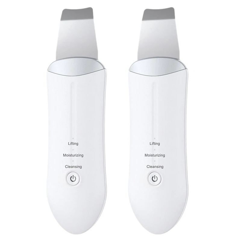 2X Ultrasonic Facial Skin Scrubber Beauty Machine Ion Deep Face Cleaning Peeling Shovel Exfoliating Skin Care Device