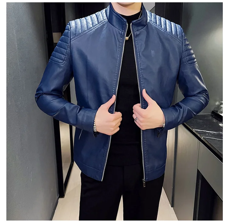 Chaqueta de cuero PU para hombre, abrigos de motociclista, ropa de calle informal, talla europea, nueva tendencia de otoño