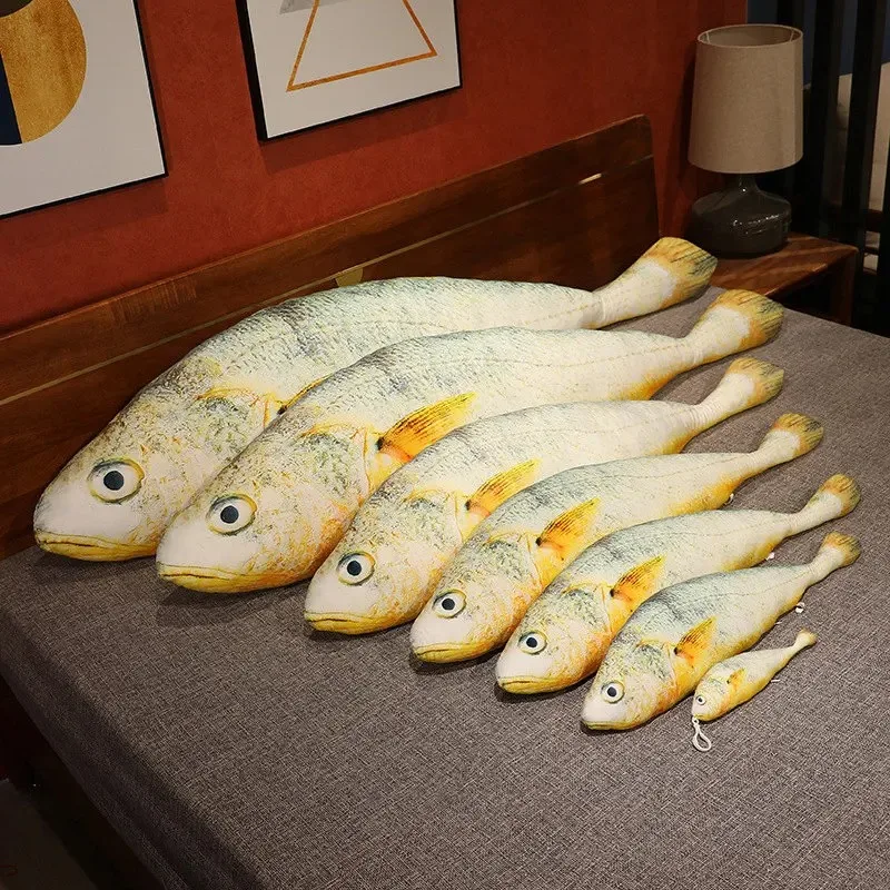 Nuova simulazione grande giallo Croaker giocattoli di peluche bambole di pesce realistiche farcito morbido cuscino di tiro cuscino per dormire decorazione regalo