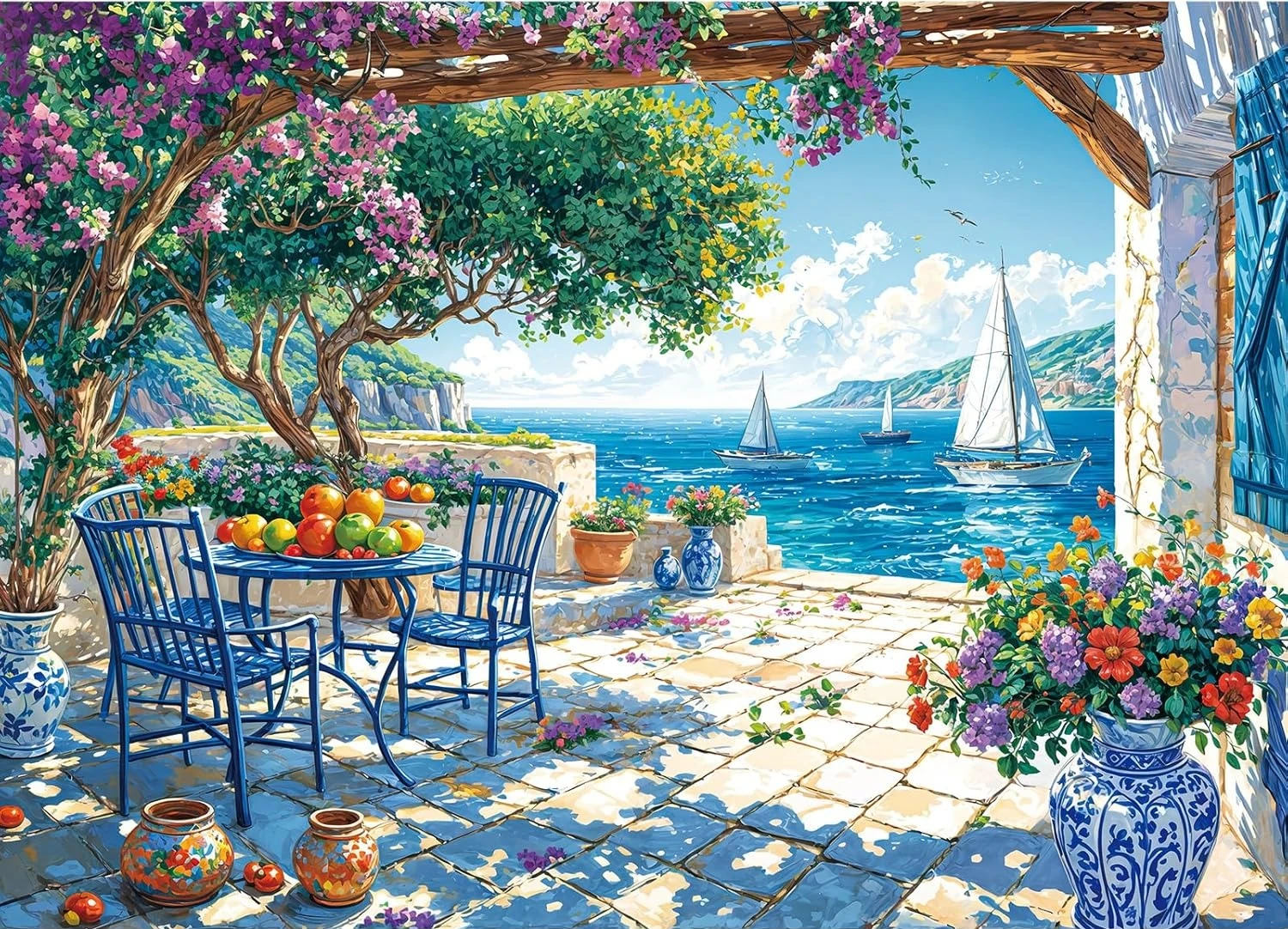 

120/300/500/1000 Pieces Wooden Jigsaw Puzzle of Adult Summer Coast Landscape Puzzles Games Family Fun Floor Toy Children's Gift