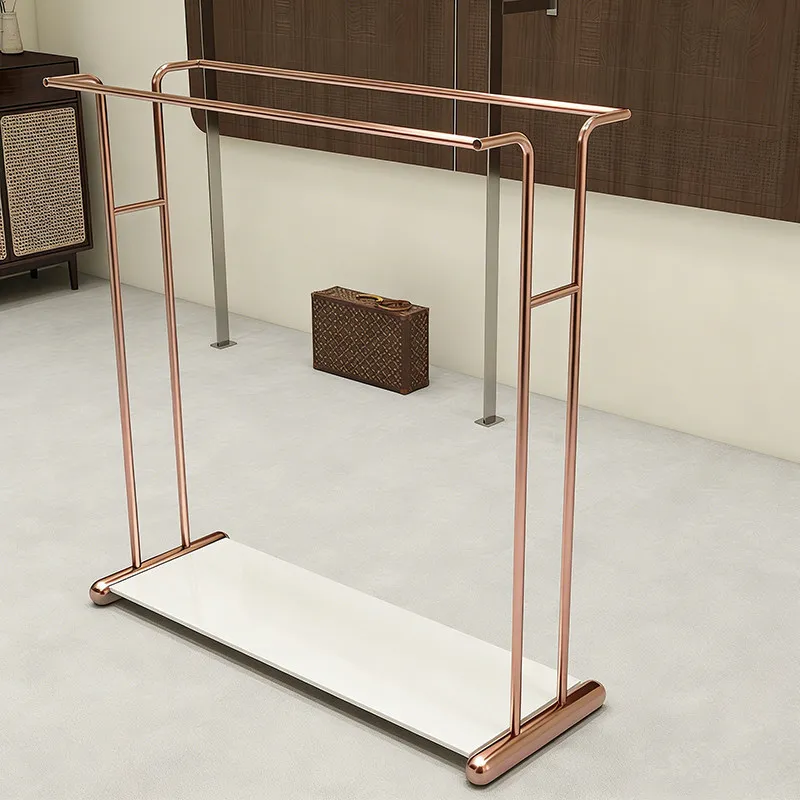 Clothing store display rack Floor-to-ceiling stainless steel, double-row Zhongdao hanging clothes rack in the middle,