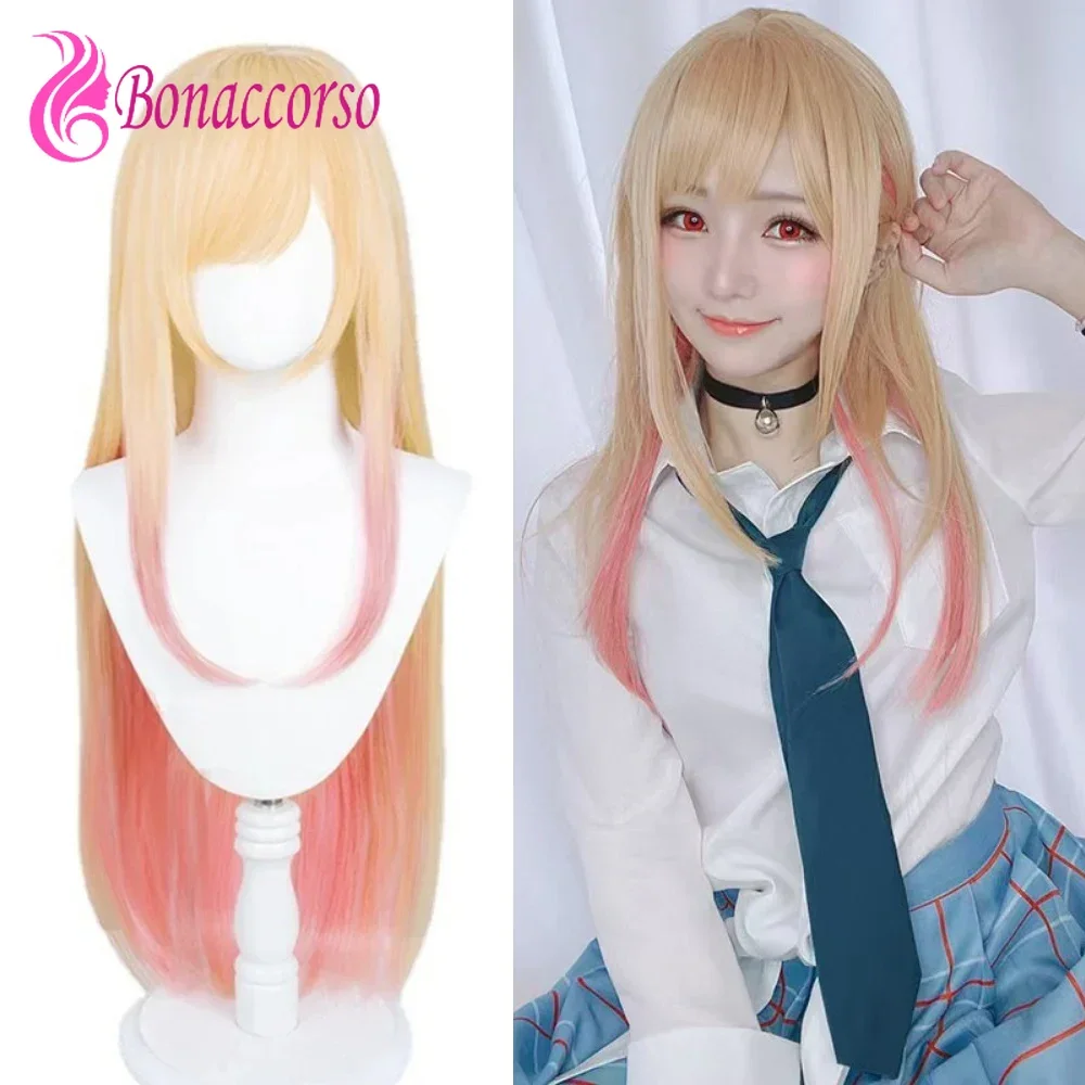 My Dress-Up Darling Marin Kitagawa Cosplay Wig Ombre Pink Gold Synthetic Long Straight Wig Comic-Con Coser Wig Daily Party