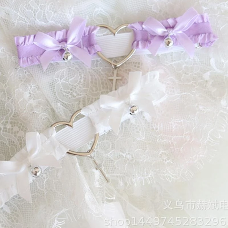 لوليتا حزام الرباط لقلادة الصليب Bowknot جرس الساق حلقة الفخذ مثير المتناثرة #2