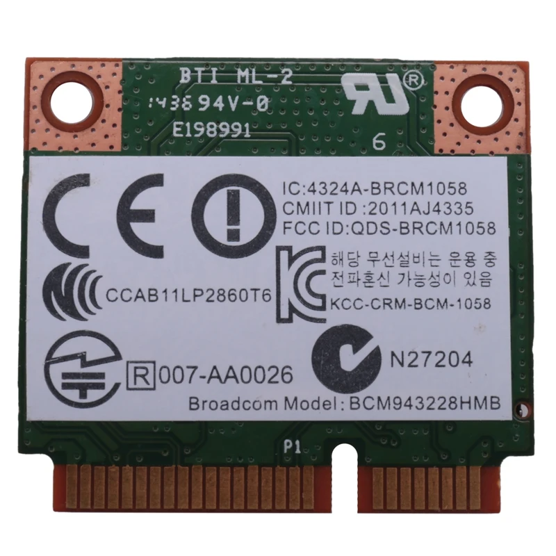 Bcm943228hmb 802.11a/b/g/n, 300mbps, wi-fi, placa sem fio, bluetooth 4.0, meia mini pci-e, wlan 2.4ghz 5ghz
