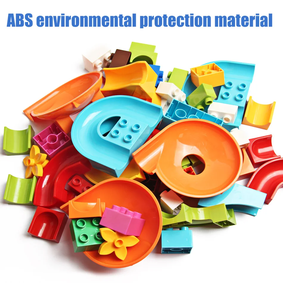 Bloque de carrera de mármol para niños, bloques de construcción Duploed compatibles de gran tamaño, tobogán de embudo de plástico, montaje DIY, juguetes para niños