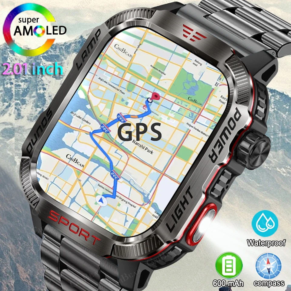 

Спортивный компас на открытом воздухе Прочные военные GPS-смарт-часы Мужские Bluetooth-вызовы Мониторинг здоровья AI Голосовые спортивные водонепроницаемые умные часы