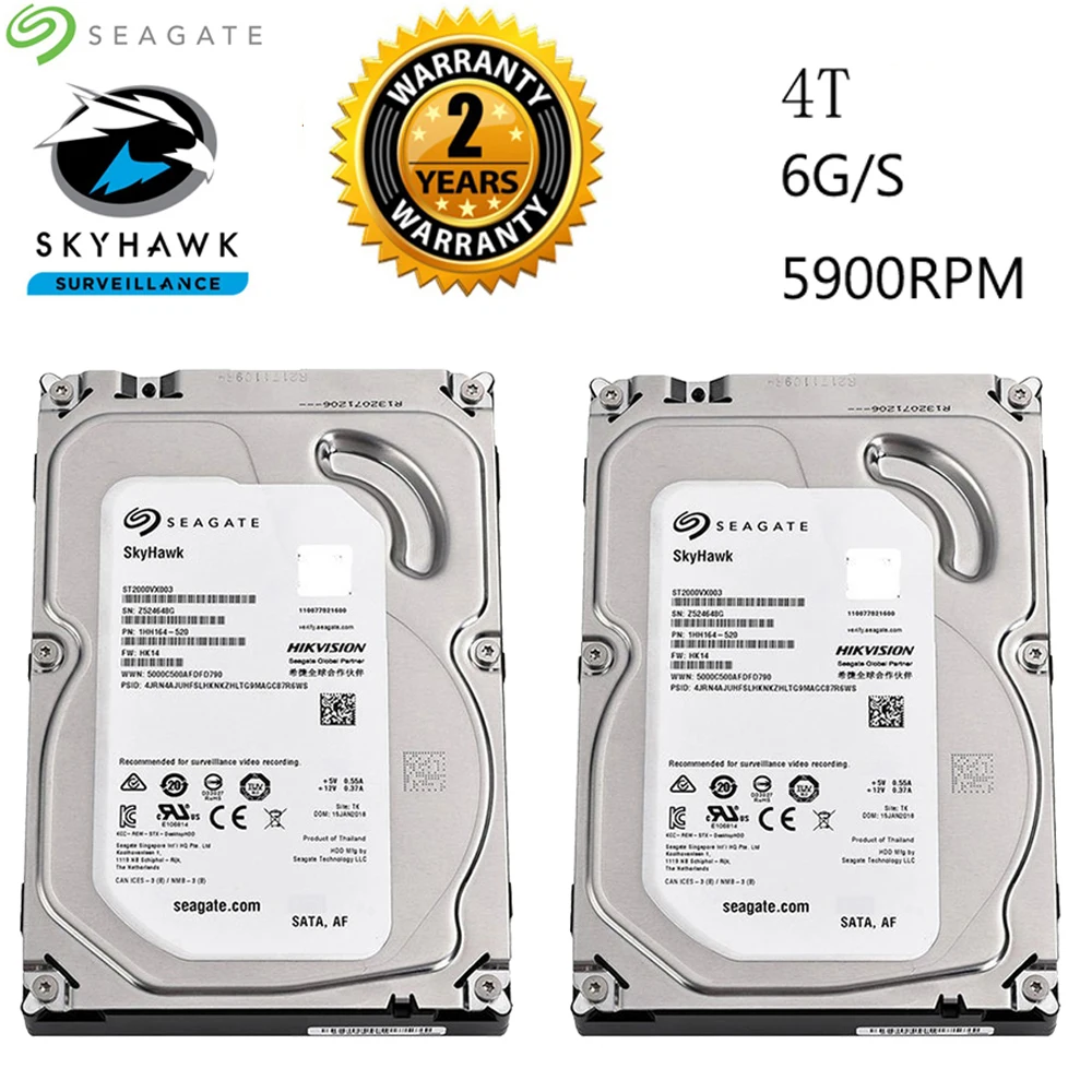 2PCS Seagate 3.5inch HDD 4TB desktop, household mechanical hard disk special monitoring desktop monitoring universal HDD