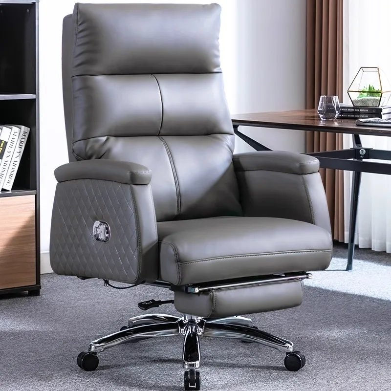 

Computer household leather boss office comfortable sedentary study chair reclining rotating lifting backrest