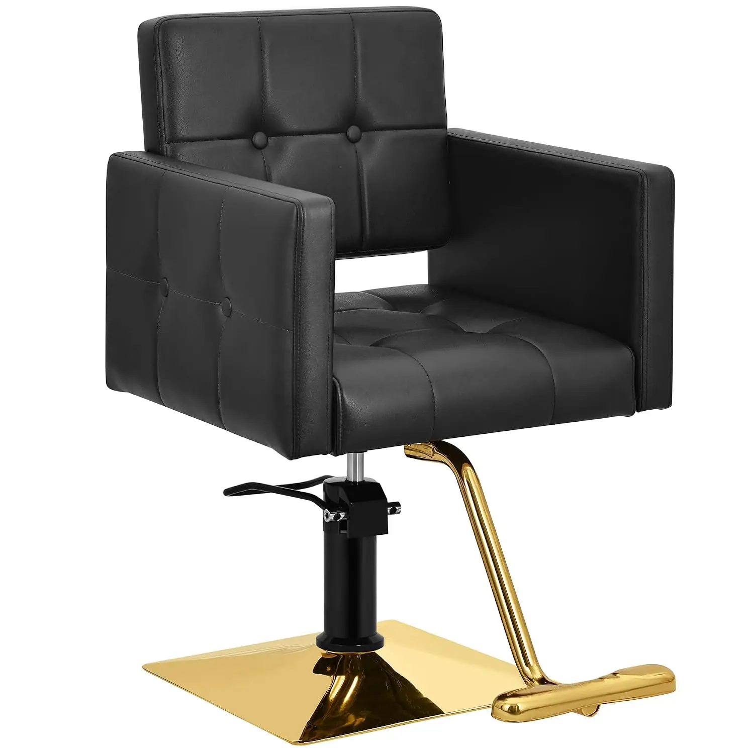 Black Gold Salon Chair 360° Swivel Thick Cushion Hair Cutting Shampoo Braiding Barbershop, Customized