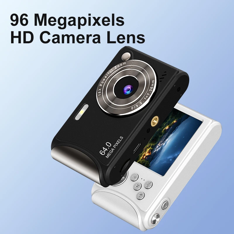 

4K Portable Digital Camera 96MP CCD Photographic Cameras Outdoor Selfie Video Camera 18X Zoom Recorder Camera With 32GB Card