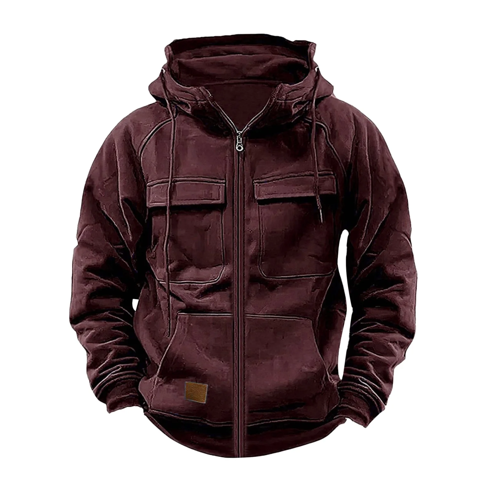 Male Hooded Jackets Half Zipper Men Tactical Hoodies Solid Warm Fleece Military Sweatshirts Multi Pockets Thick Outdoor Overoat