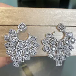 Bilincolor Fashion Big Cubic Zirconia Wedding Earring for Women Bridal