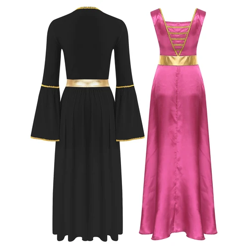 Imagen 2 del producto Traje de baile de alabanza litúrgica para mujer, vestidos de actuación de adoración en la Iglesia, bata sin mangas, Maxi vestido tipo túnica con vestido de manga larga