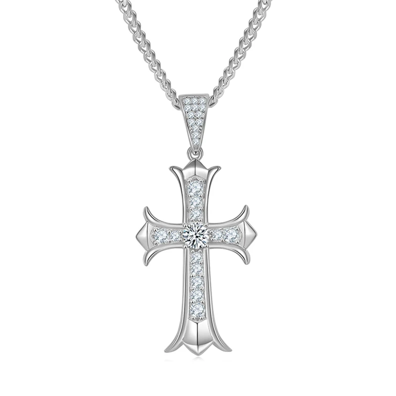 

SGARIT Fine Jewelry S925 Silver Main Stone 5mm 1.39CT Total VVS1D Moissanite Cross Pendant For Man and Woman