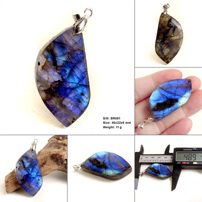 Stone Craft Natural Labradorite Raw Stone Polishing Geometric Shape Crystal Labradorite Pendent Exquisite Natural Training Stone