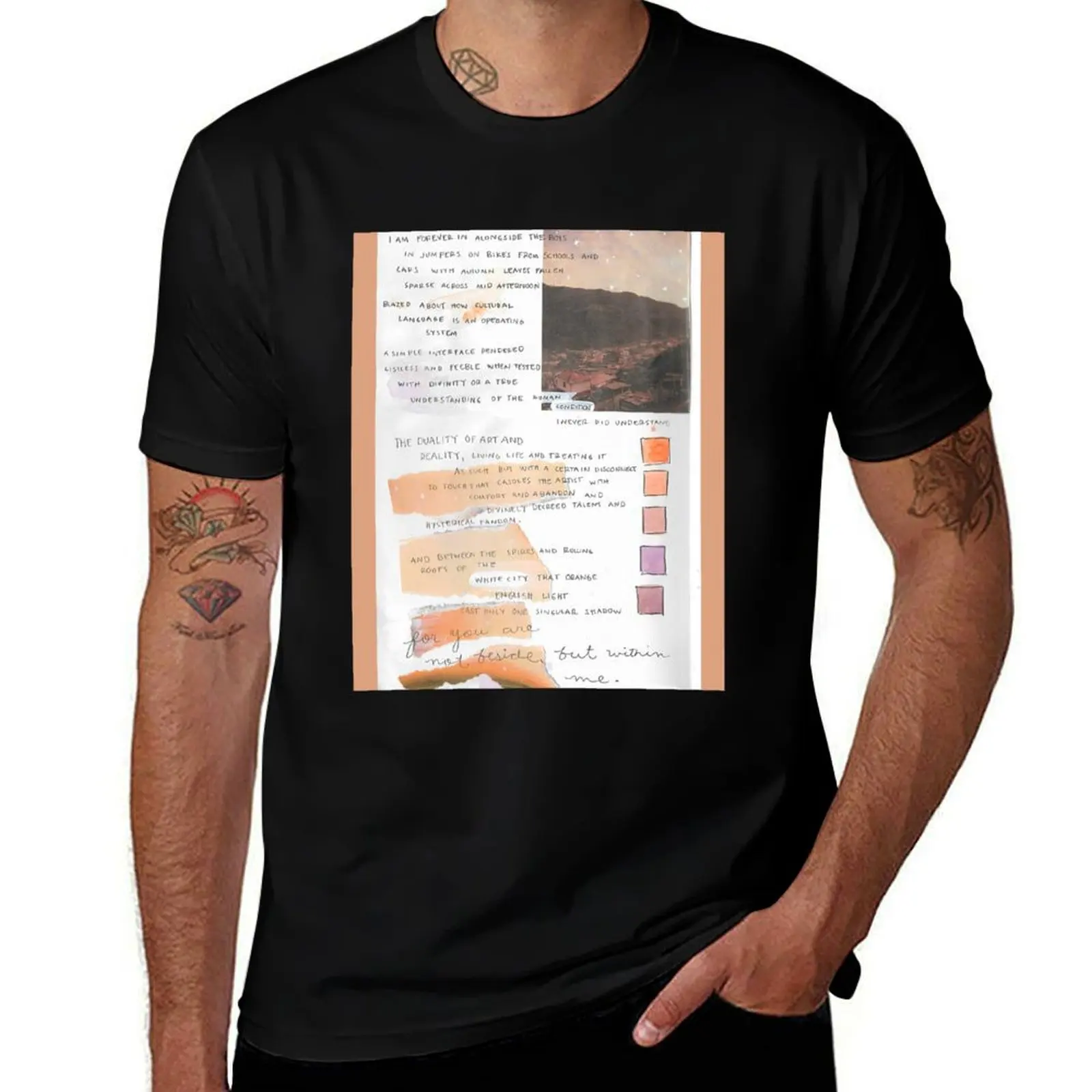 T-shirt orange « Poème sur l'amour » de 1975, grande taille, pour tous les jours