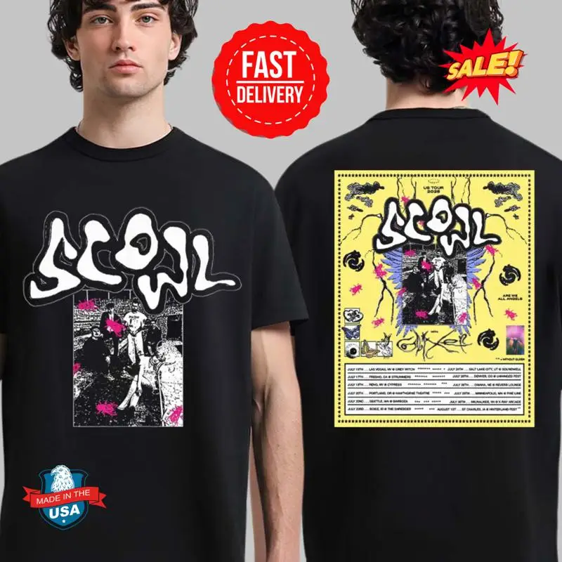 

Scowl US Tour 2025 With Glixen Tour Dates List Two Sides T-Shirt