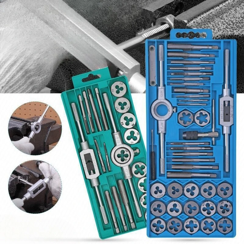 12/20-teiliges metrisches Gewindebohrer- und Schneideisen-Set, M3-M12 Gewindeeinsätze, Handgewindeschneidwerkzeuge für Gewindeherstellung und -reparatur