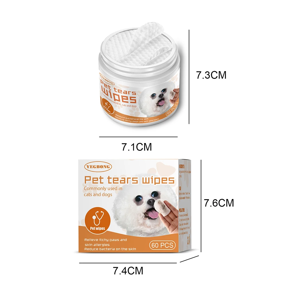 60 قطعة/المجموعة المناشف الورقية العالمي المتاح غير المنسوجة العين المسيل للدموع تنظيف الأذن مزيل البقع المناشف المبللة أدوات التهيأ منتجات الحيوانات الأليفة #5