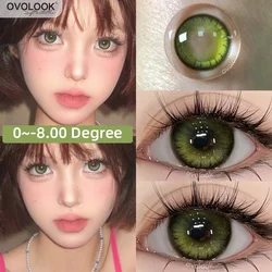 OVOLOOK-1 Pair/2pcs Myopia Colored Contact Lenses for Eyes Colored Natural Lenses With Diopters Blue Fashion Lenses Green Lenses