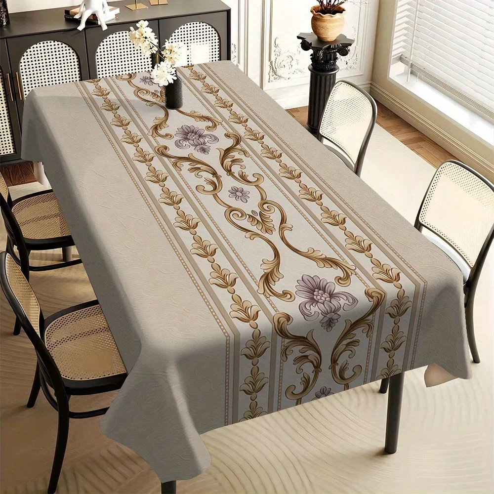 Jit1pc Light Luxury Vintage Patterned Printed Long Square Tablecloth for Dining Tables, Coffee Tables, And Festive Party