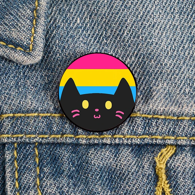 cat Pin Custom cute Brooches Shirt Lapel teacher tote Bag backpacks Badge Cartoon gift brooches pins for women Non Binary Pride