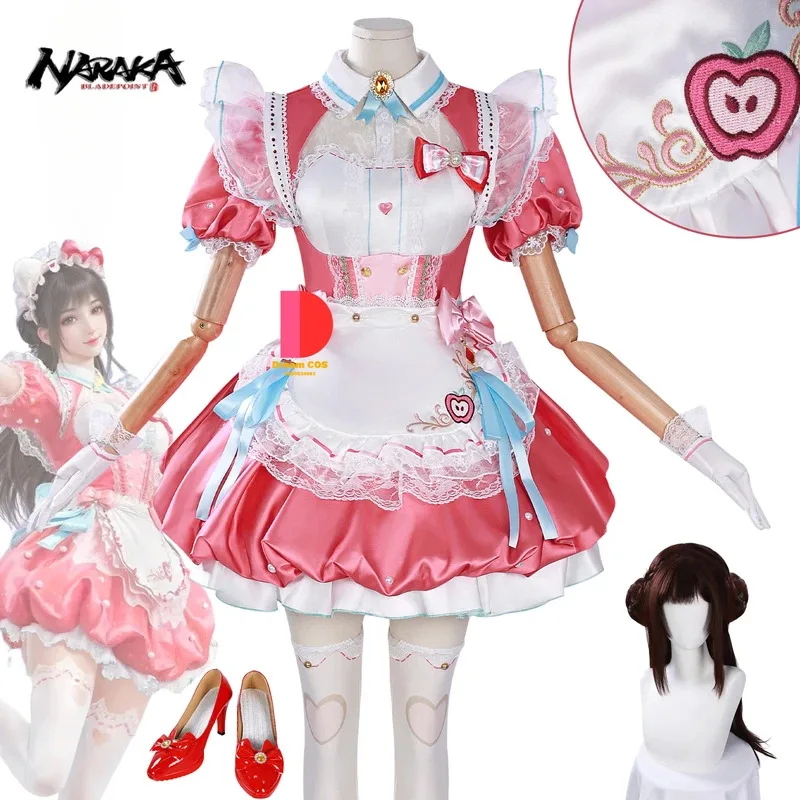 

Игра Naraka: Bladepoint Hu Tao Косплей Костюм Аниме Новая Одежда Розовое Платье Лолиты Парик Обувь Полный Комплект для Женщин Костюм Для Ролевых Игр