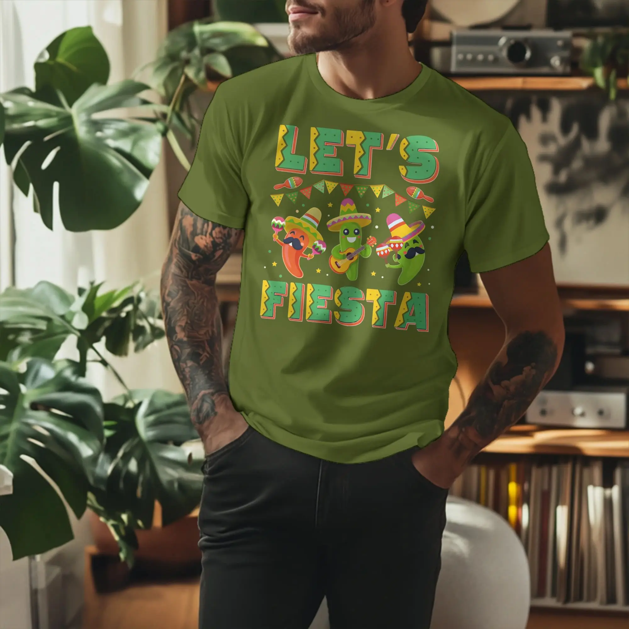 Cinco De Mayo Mexican Let's Fiesta T-Shirt Men Women  Vintage Cotton Tees Crew Neck Short Sleeve T Shirt Plus Size Clothes
