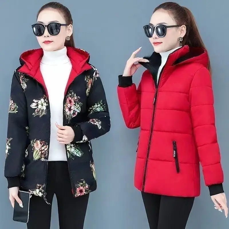 2023 Winter New Women Down Cotton Padded Coat Two Sided Tops Thickened Kept Warm  Padded Jacket Large Size Jacket