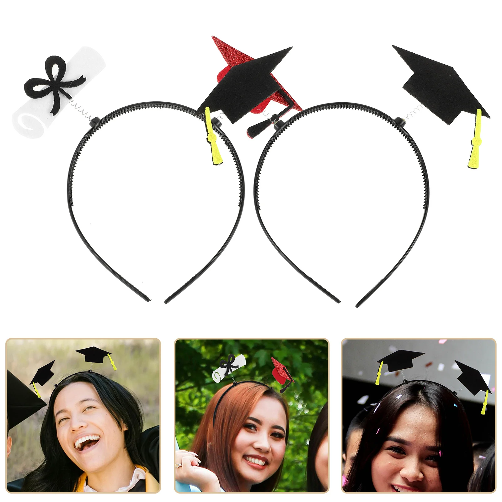 

2Pcs Graduation Headband Mini Grad Cap Hair Hoop Preschool Graduate Party 2024 Dress Up Graduation Cap Hairpin