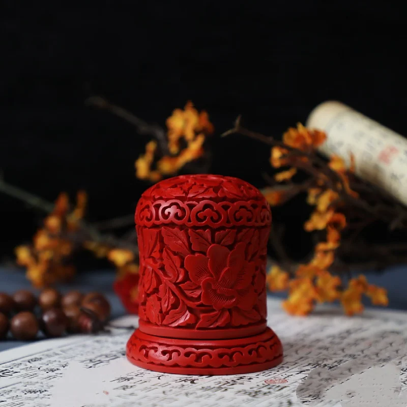 

Lacquer carving lacquerware household Chinese toothpick box tube household portable toothpick can