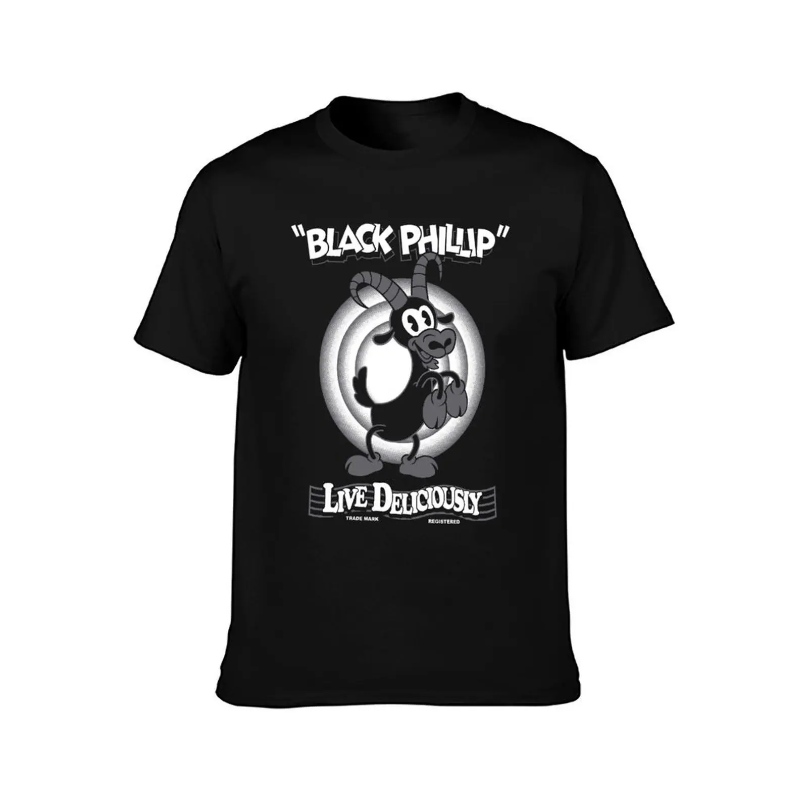 Black Phillip - Vintage Cartoon - Witch - Goth Occult Live Deliciously T-Shirt summer 2025 mens t shirts pack