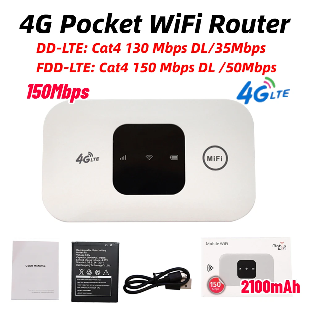 MF800 Mifi 4G Universal Pocket Wifi Router 2100mAh Mobile Hotspot Wireless Unlocked Modem With Sim Card Slot Wide Coverage